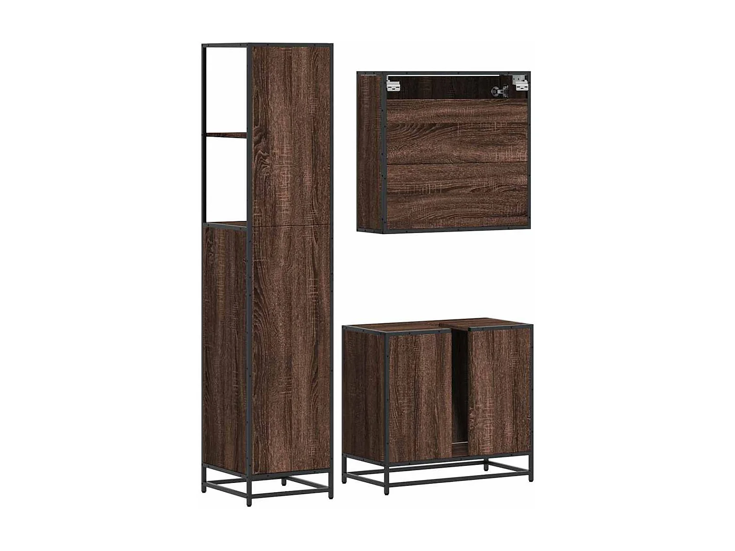 Ensemble de meubles de salle de bain 3 pcs Chêne marron