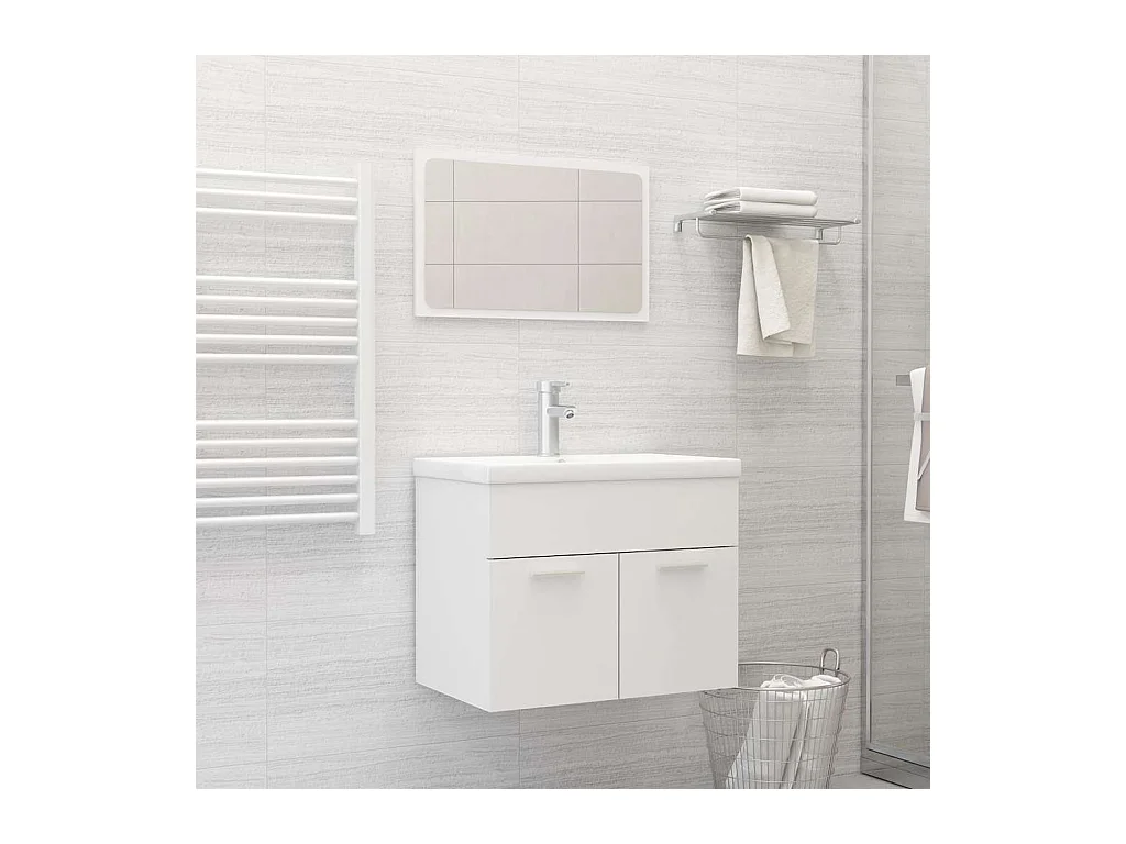 Ensemble de meubles salle de bain 2 pcs Blanc Bois d'ingénierie