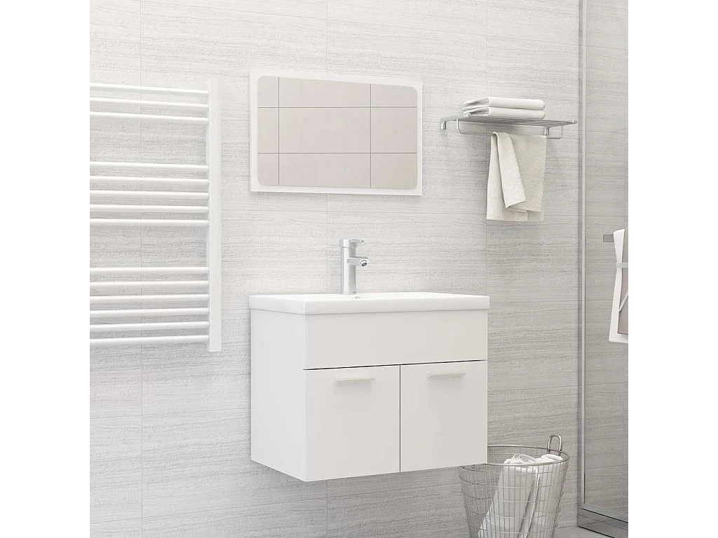 Ensemble de meubles salle de bain 2 pcs Blanc Bois d'ingénierie