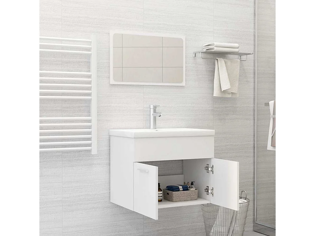 Ensemble de meubles salle de bain 2 pcs Blanc Bois d'ingénierie