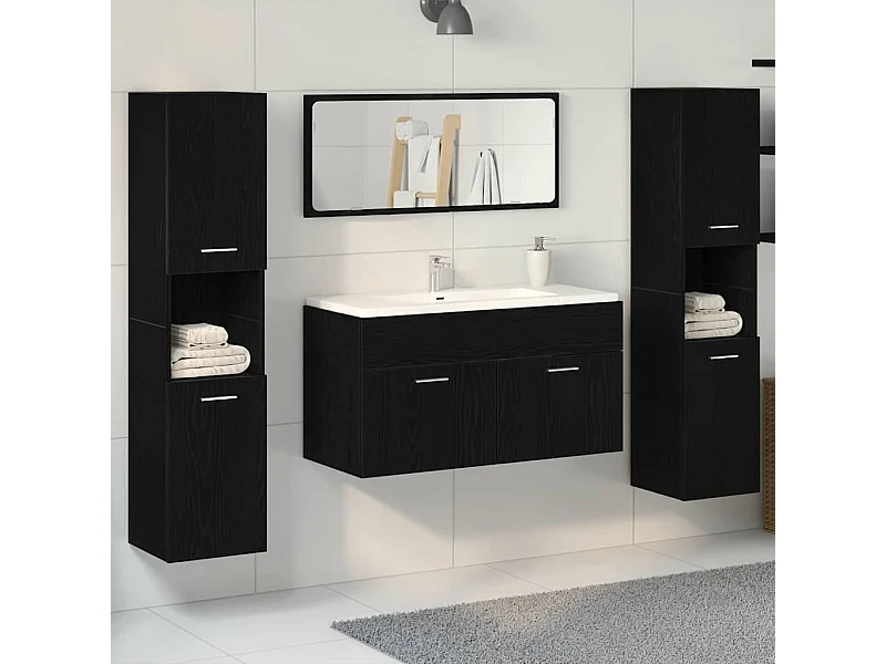Ensemble de meubles de salle de bain 4 pcs Chêne noir