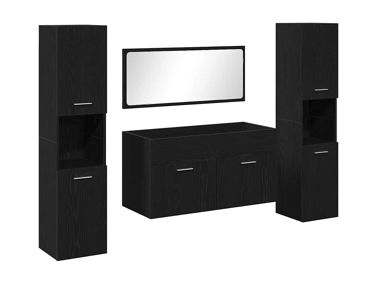 Ensemble de meubles de salle de bain 4 pcs Chêne noir