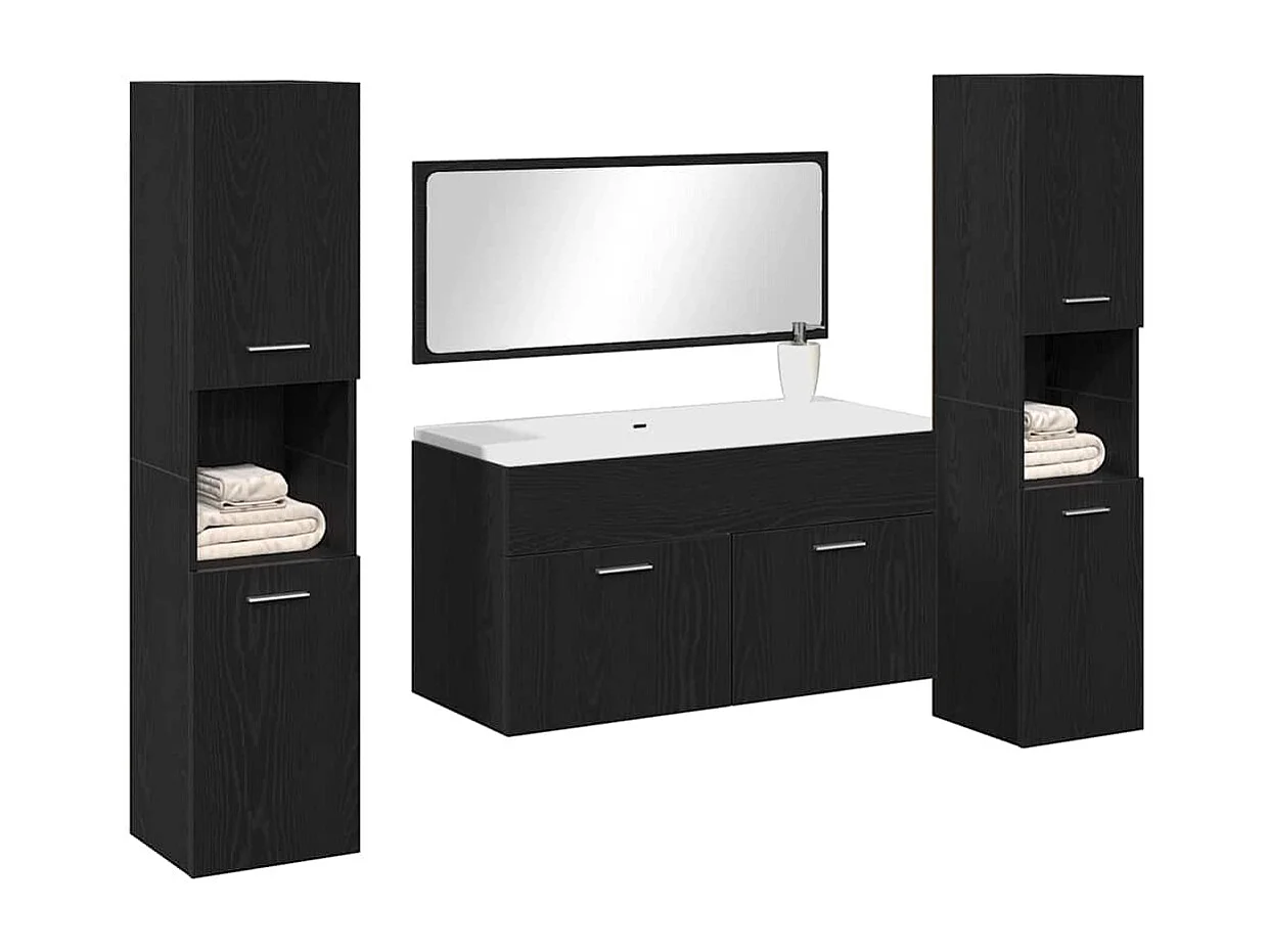 Ensemble de meubles de salle de bain 4 pcs Chêne noir