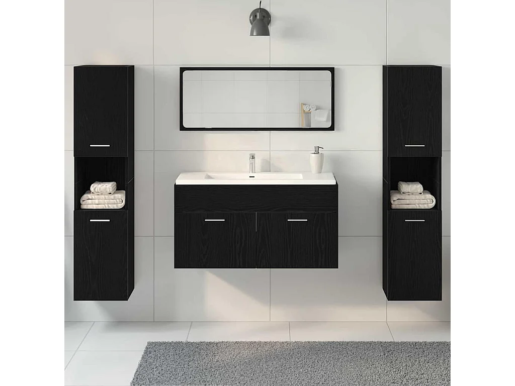 Ensemble de meubles de salle de bain 4 pcs Chêne noir