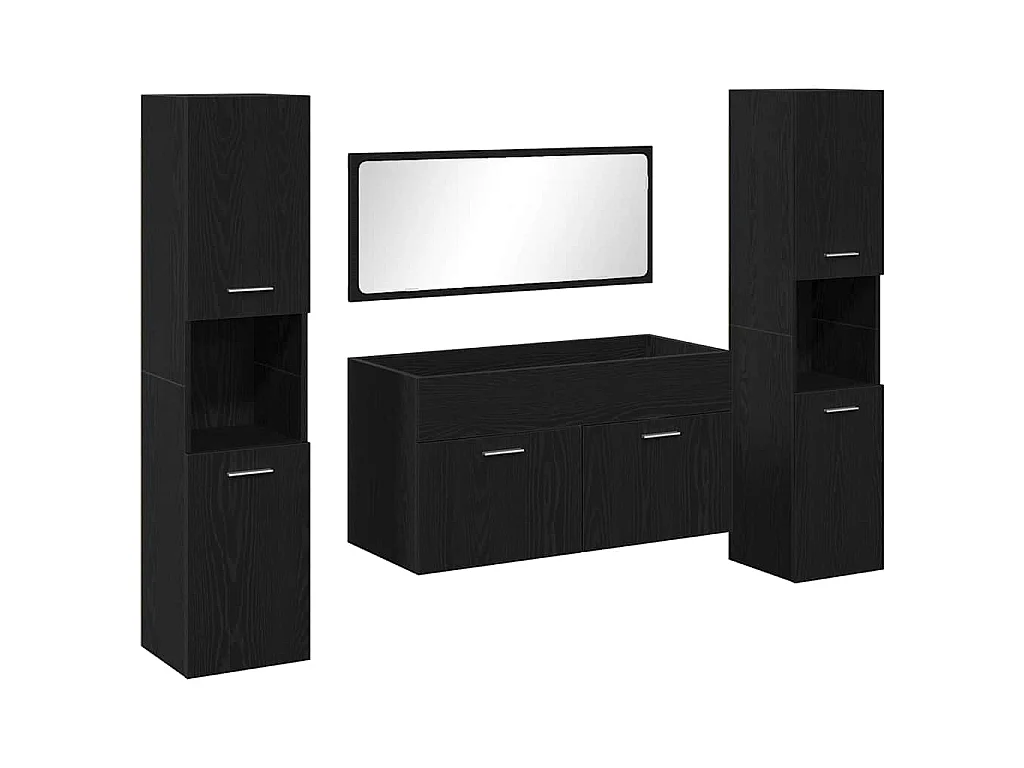 4-teiliges Badmöbel-Set Schwarze Eiche