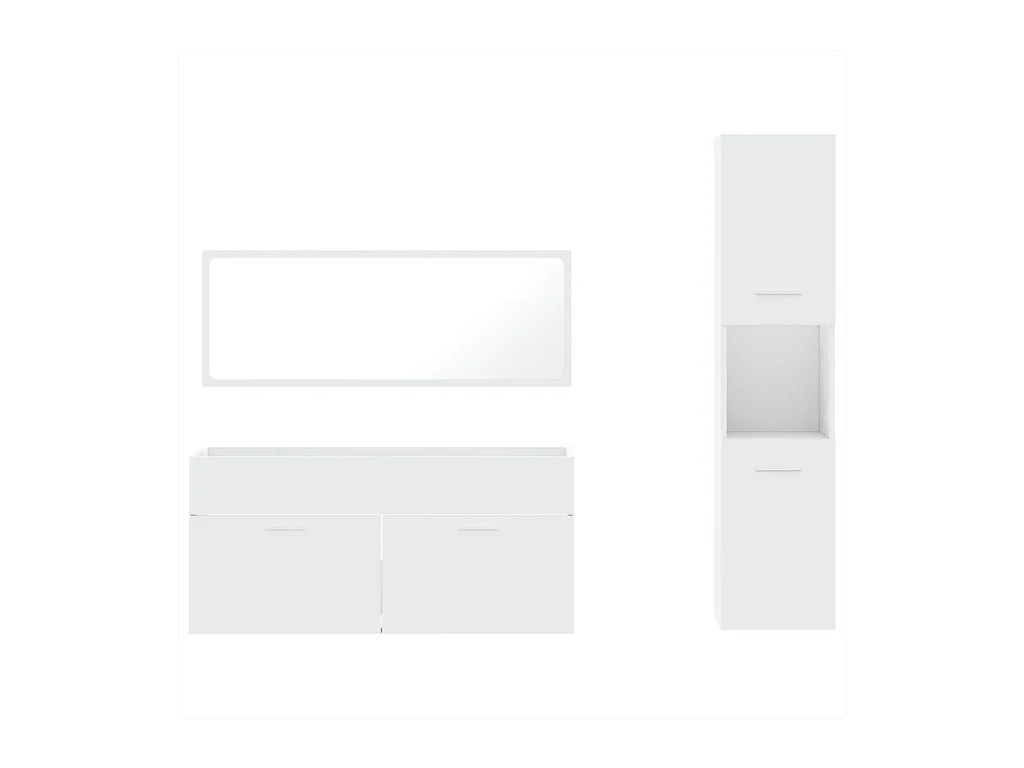 3-delige badkamermeubelset wit bewerkt hout