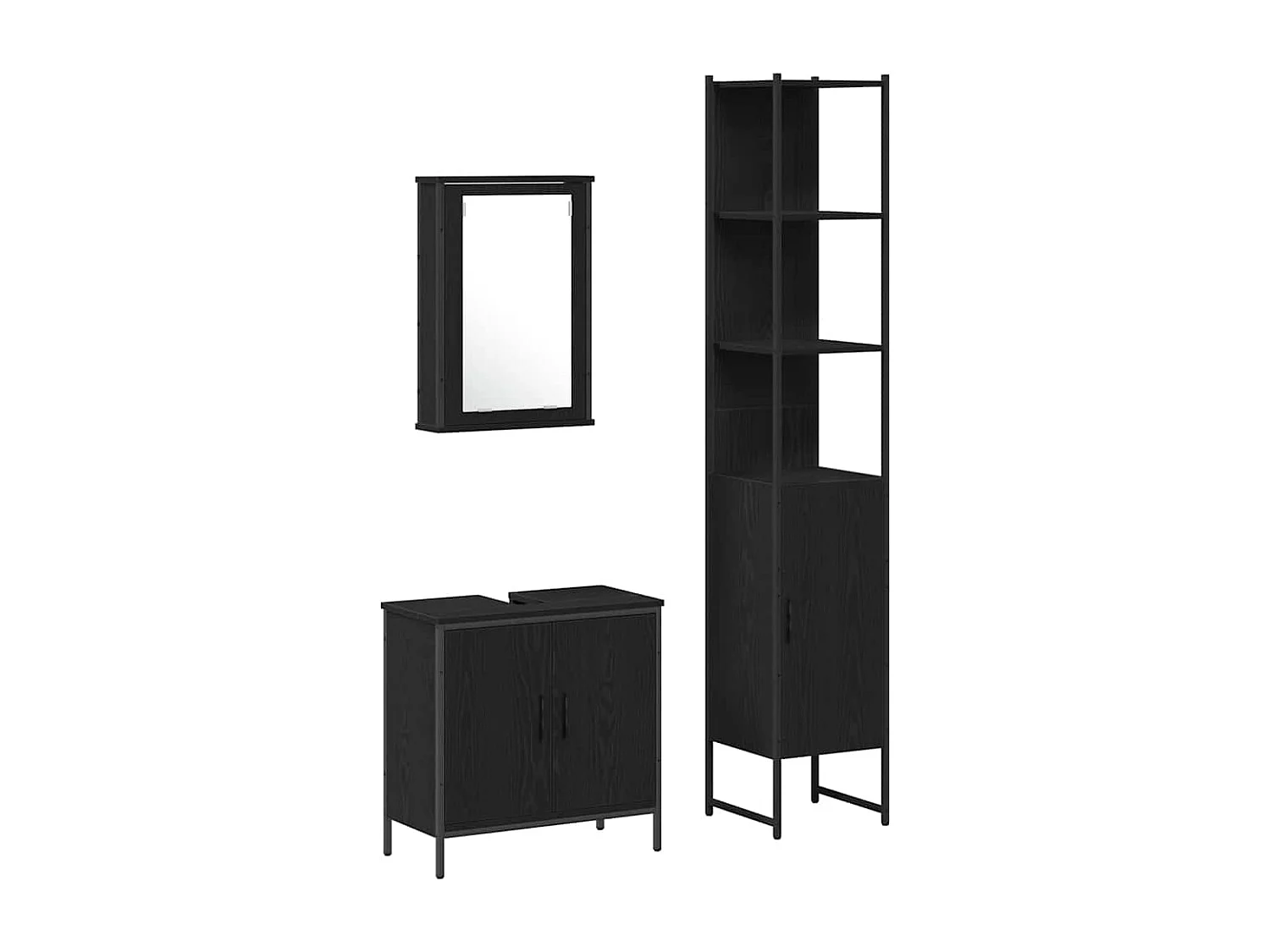 Ensemble de mobilier de salle de bain avec étagère 3 pcs Noir