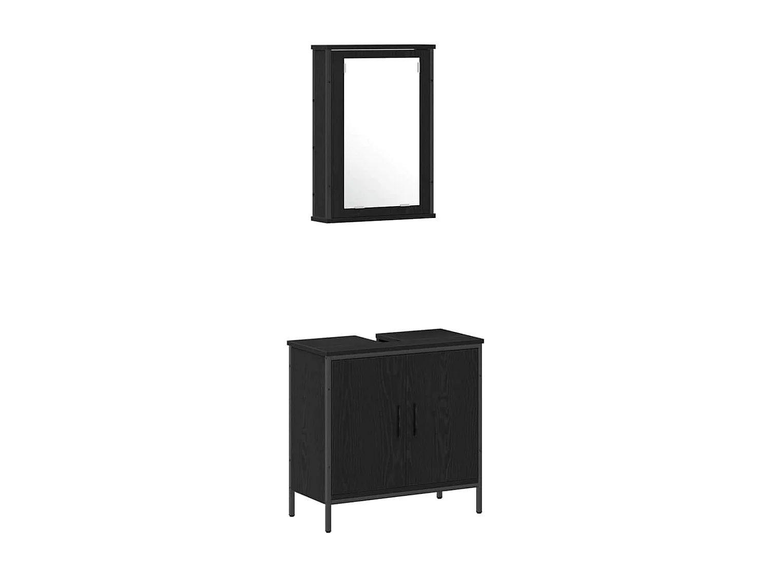 Ensemble de mobilier de salle de bain avec étagère 3 pcs Noir