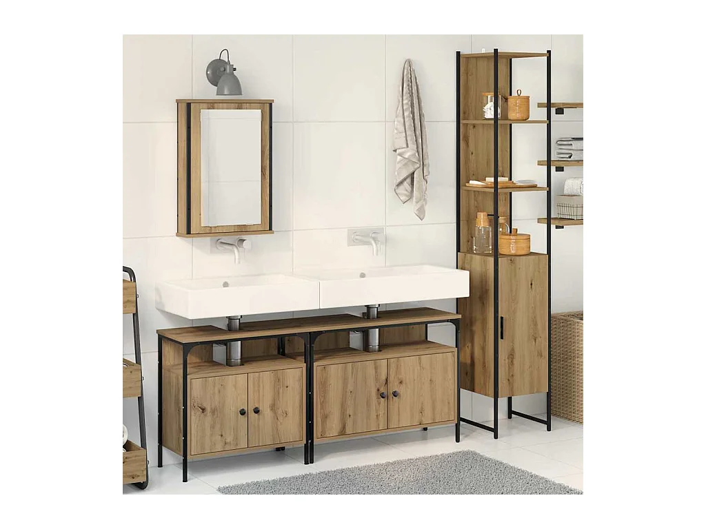 Ensemble de mobilier de salle de bain 4 pcs chêne artisanal
