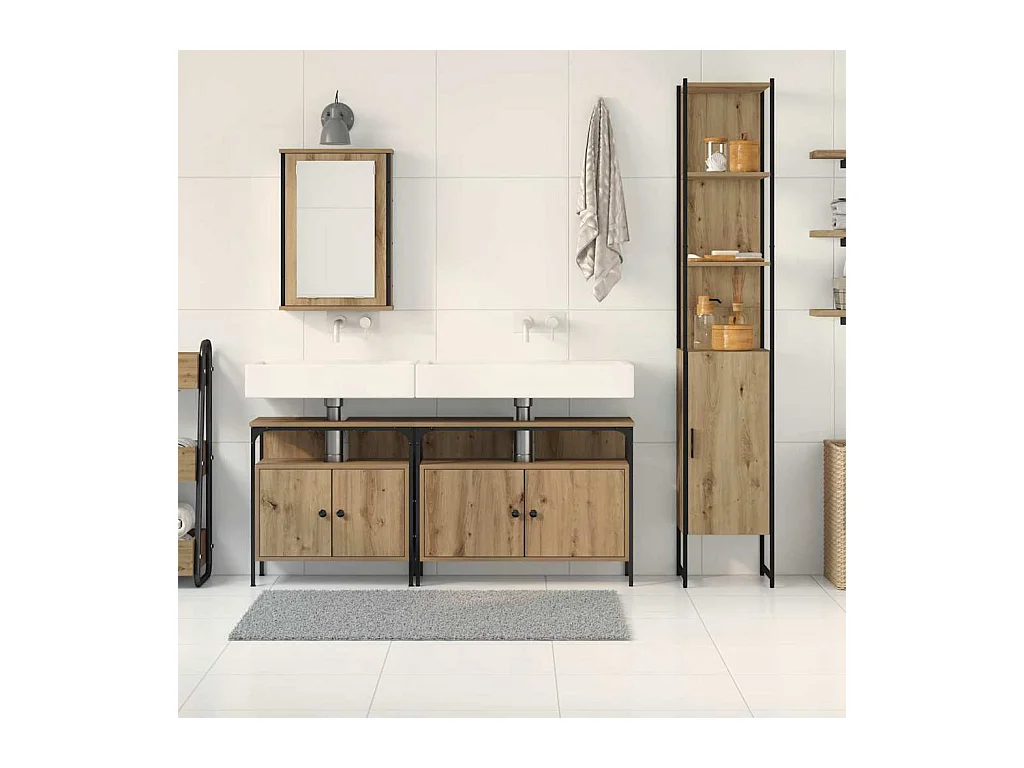 Ensemble de mobilier de salle de bain 4 pcs chêne artisanal