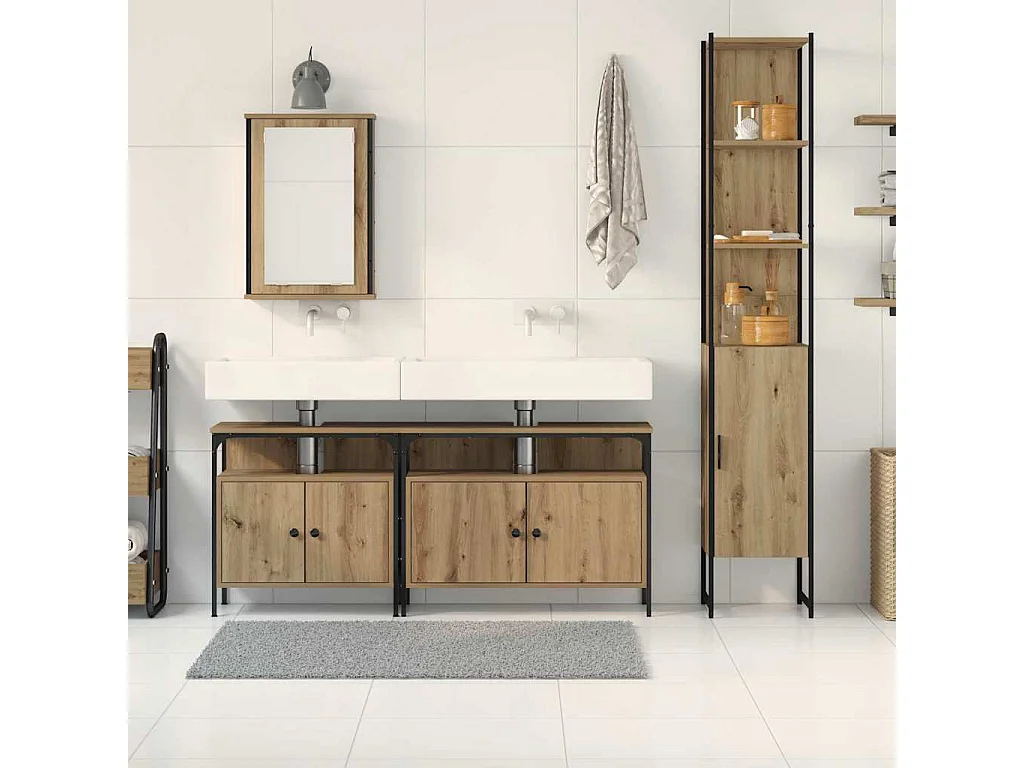 Ensemble de mobilier de salle de bain 4 pcs chêne artisanal