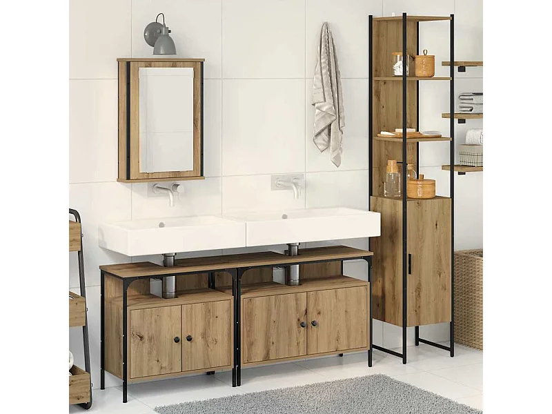 Ensemble de mobilier de salle de bain 4 pcs chêne artisanal