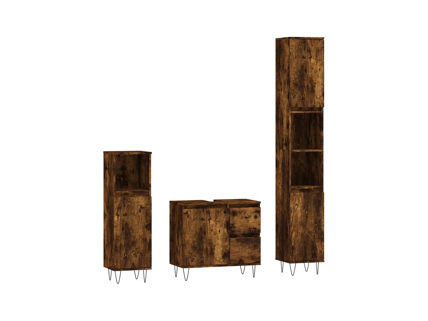 Ensemble de meubles de salle de bain 3 pcs Chêne fumé