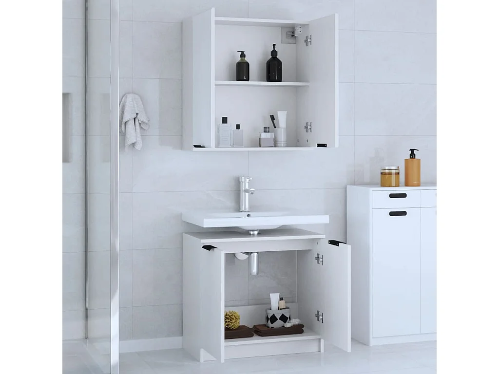 piezas de muebles de baño de madera de ingeniería blanca