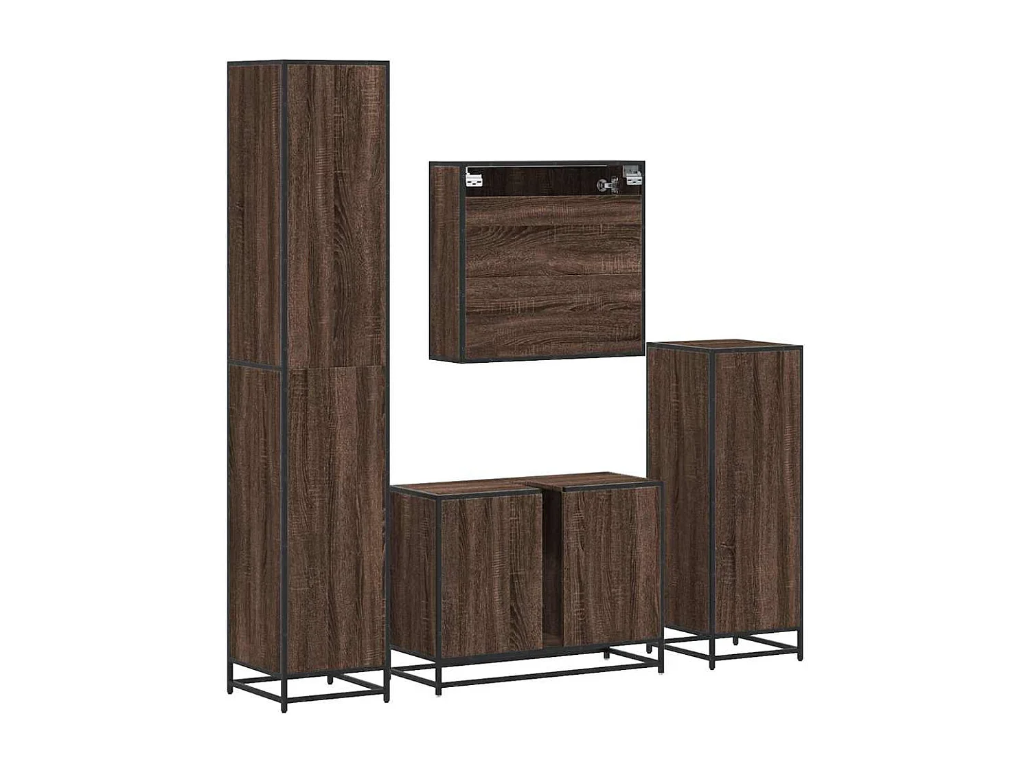 Ensemble de meubles de salle de bain 4 pcs chêne marron