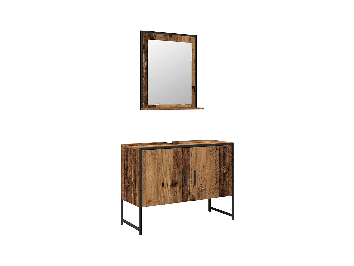 Ensemble de mobilier de salle de bain avec porte 2 pcs Marron