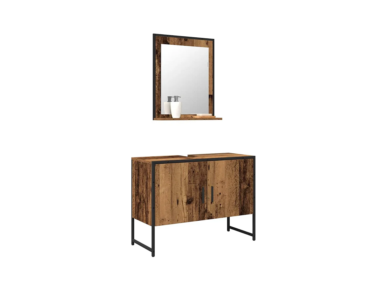 Ensemble de mobilier de salle de bain avec porte 2 pcs Marron