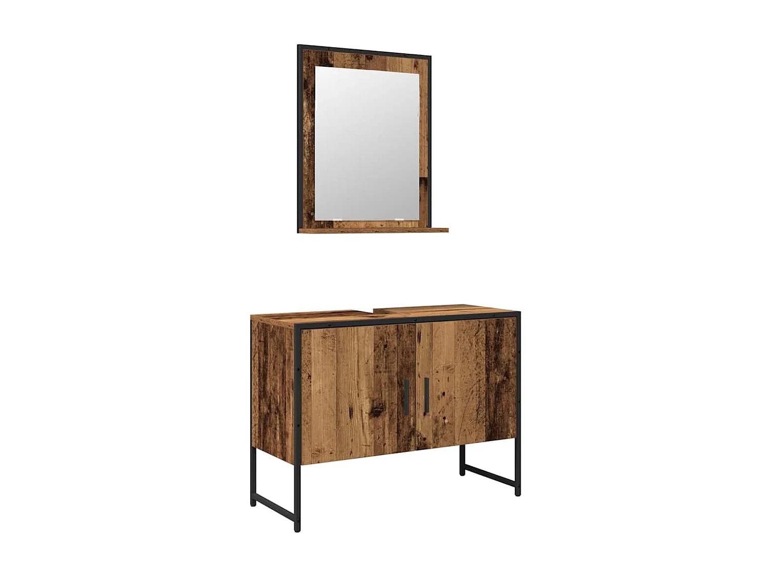 Ensemble de mobilier de salle de bain avec porte 2 pcs Marron