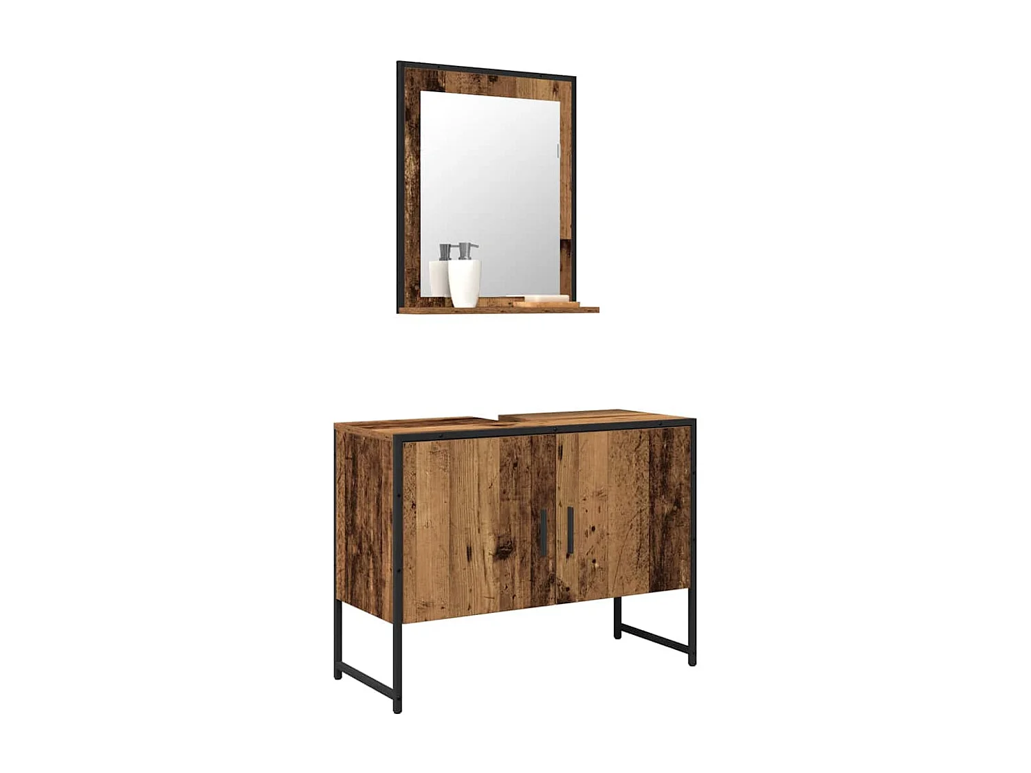 Ensemble de mobilier de salle de bain avec porte 2 pcs Marron