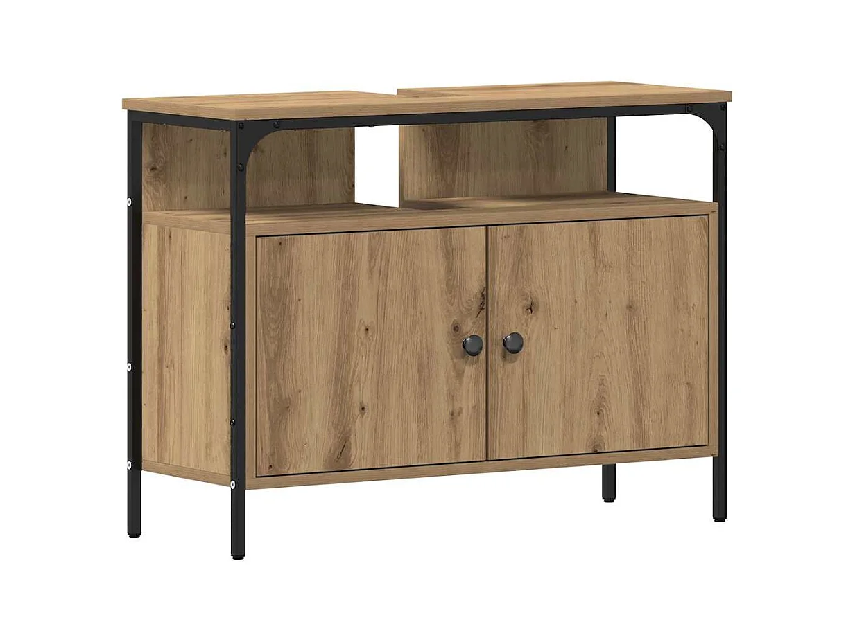 Set di mobili da bagno 4 pezzi in rovere lavorato a mano