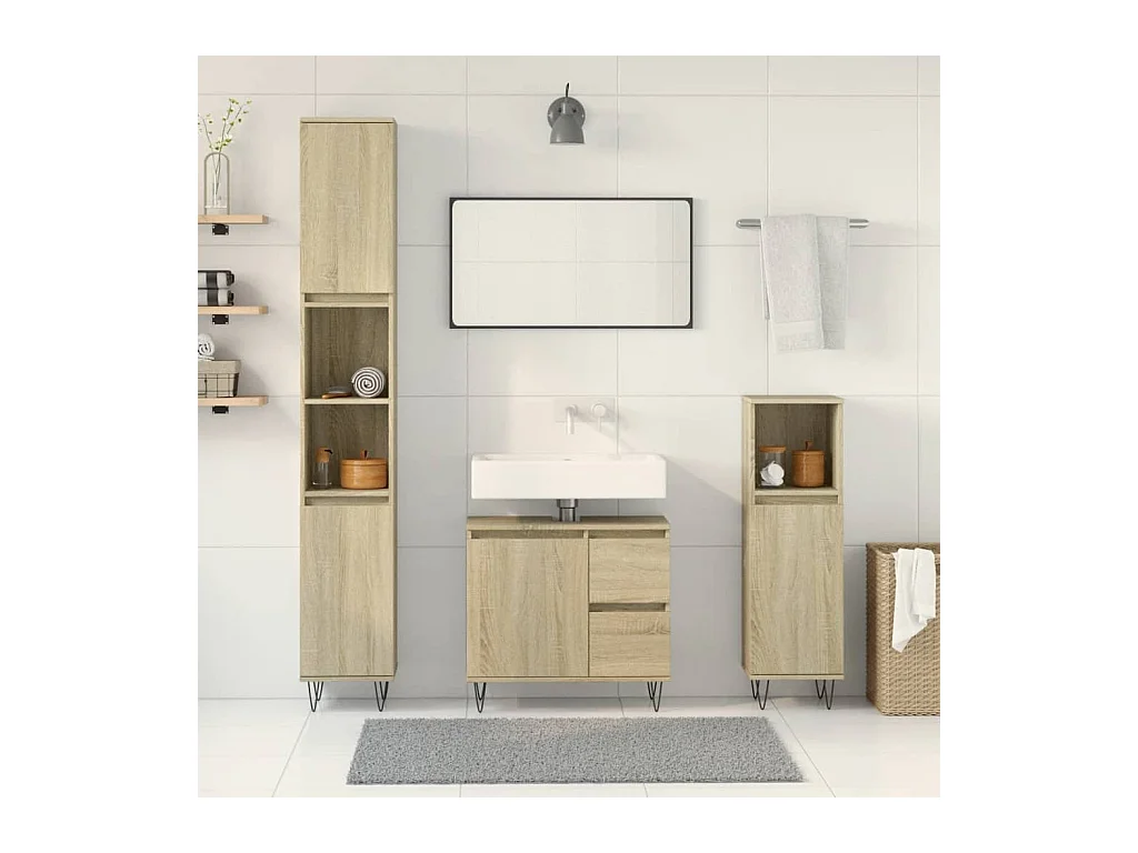 3-delige badkamermeubelset Sonoma Eiken