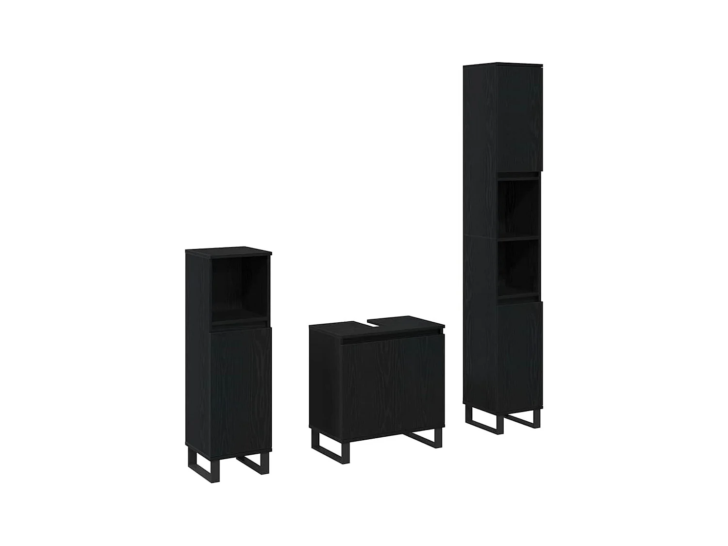 Set di mobili da bagno con contenitore 3 pezzi nero