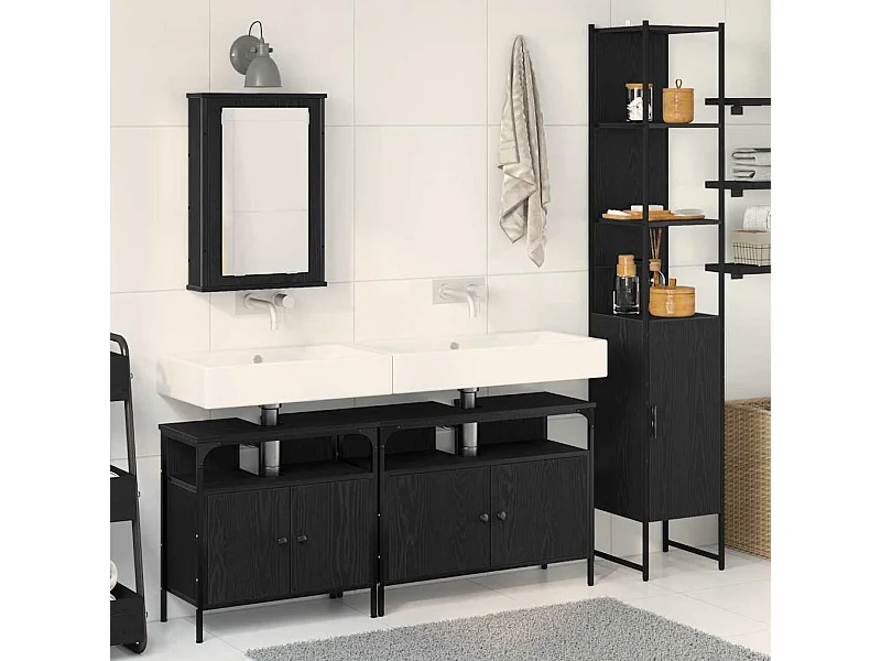 Ensemble de mobilier de salle de bain 4 pcs Chêne noir