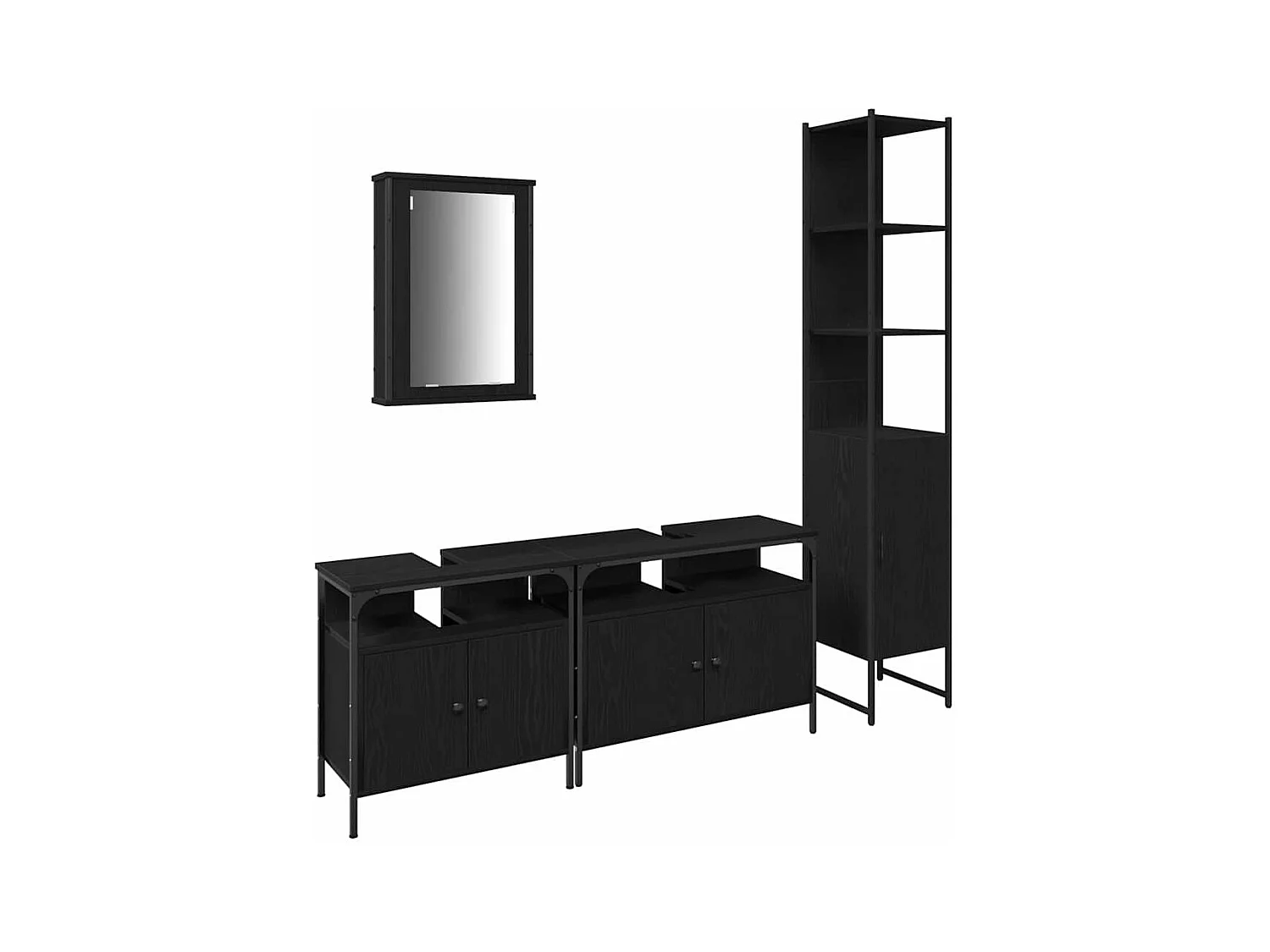 Ensemble de mobilier de salle de bain 4 pcs Chêne noir