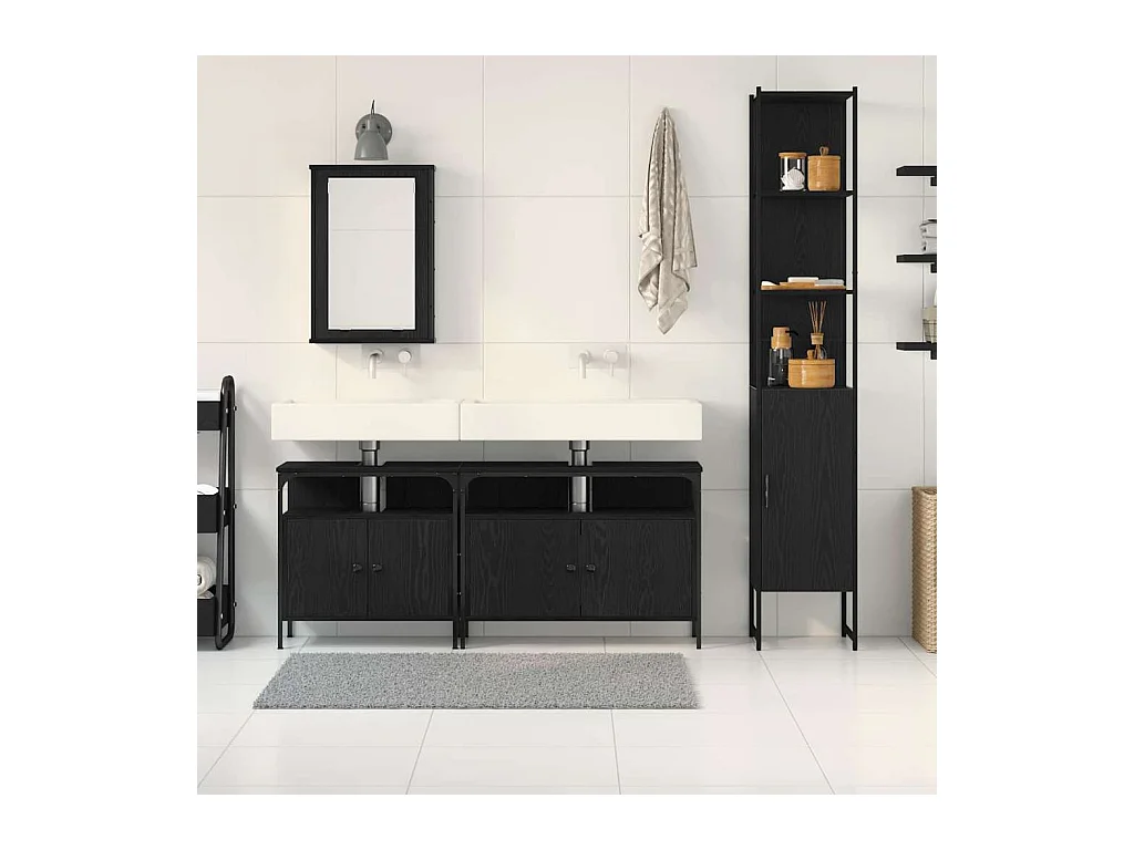 Ensemble de mobilier de salle de bain 4 pcs Chêne noir