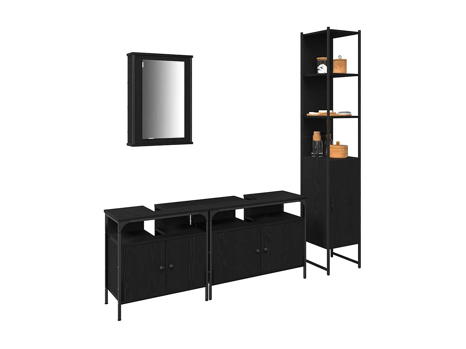 Ensemble de mobilier de salle de bain 4 pcs Chêne noir
