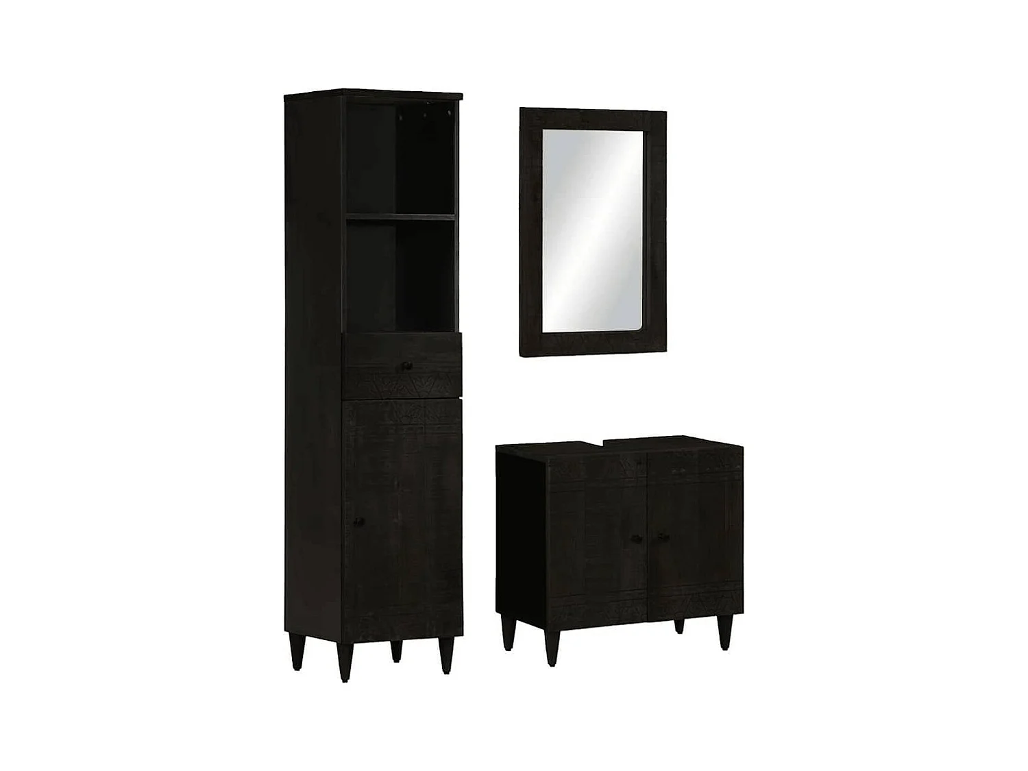 Ensemble de meubles de salle de bain 3 pcs bois manguier massif