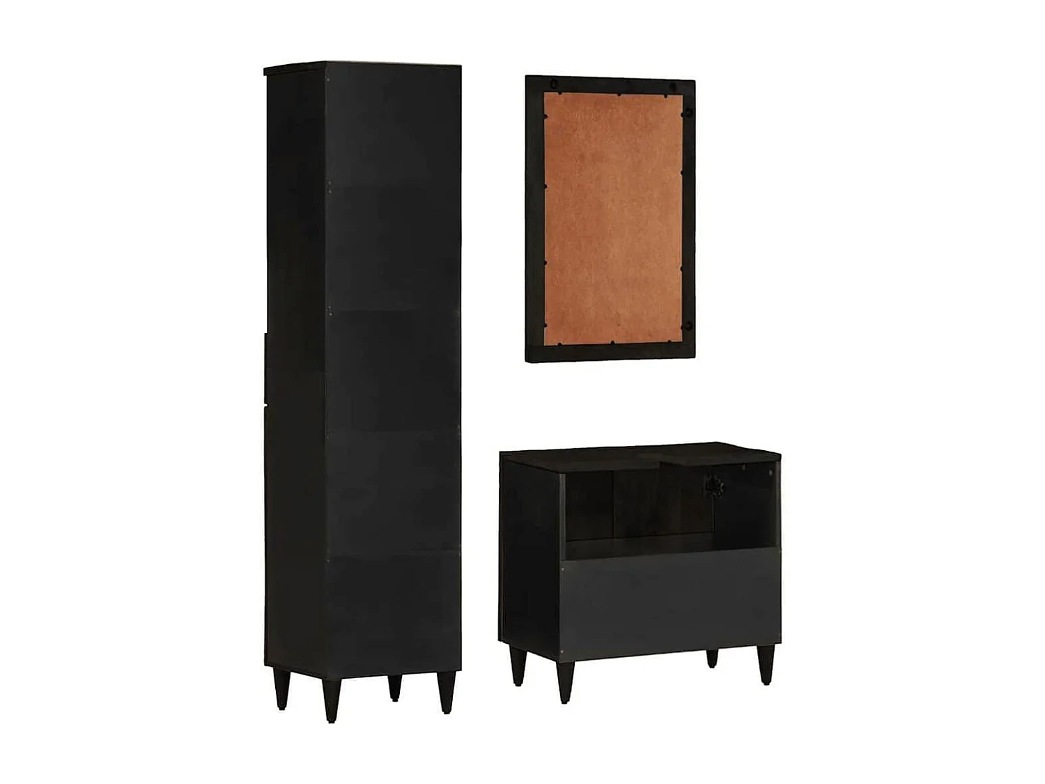 Set di mobili da bagno in legno massello di mango, 3 pezzi