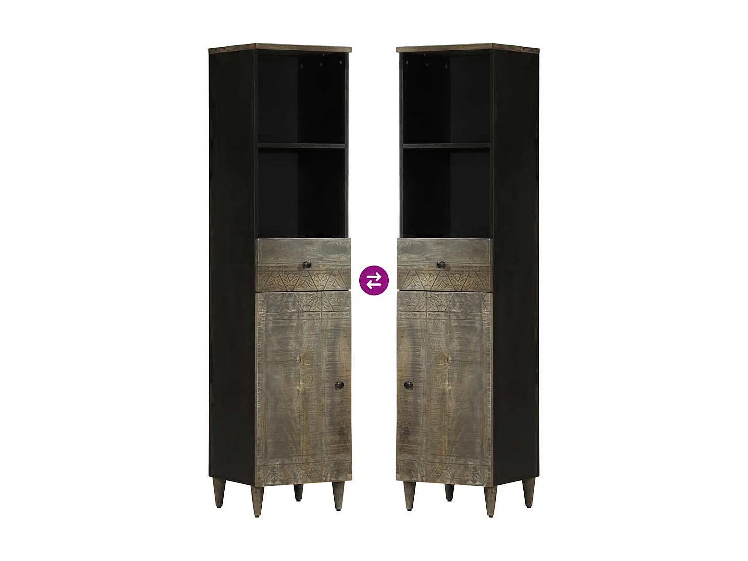 Set di mobili da bagno in legno massello di mango, 3 pezzi