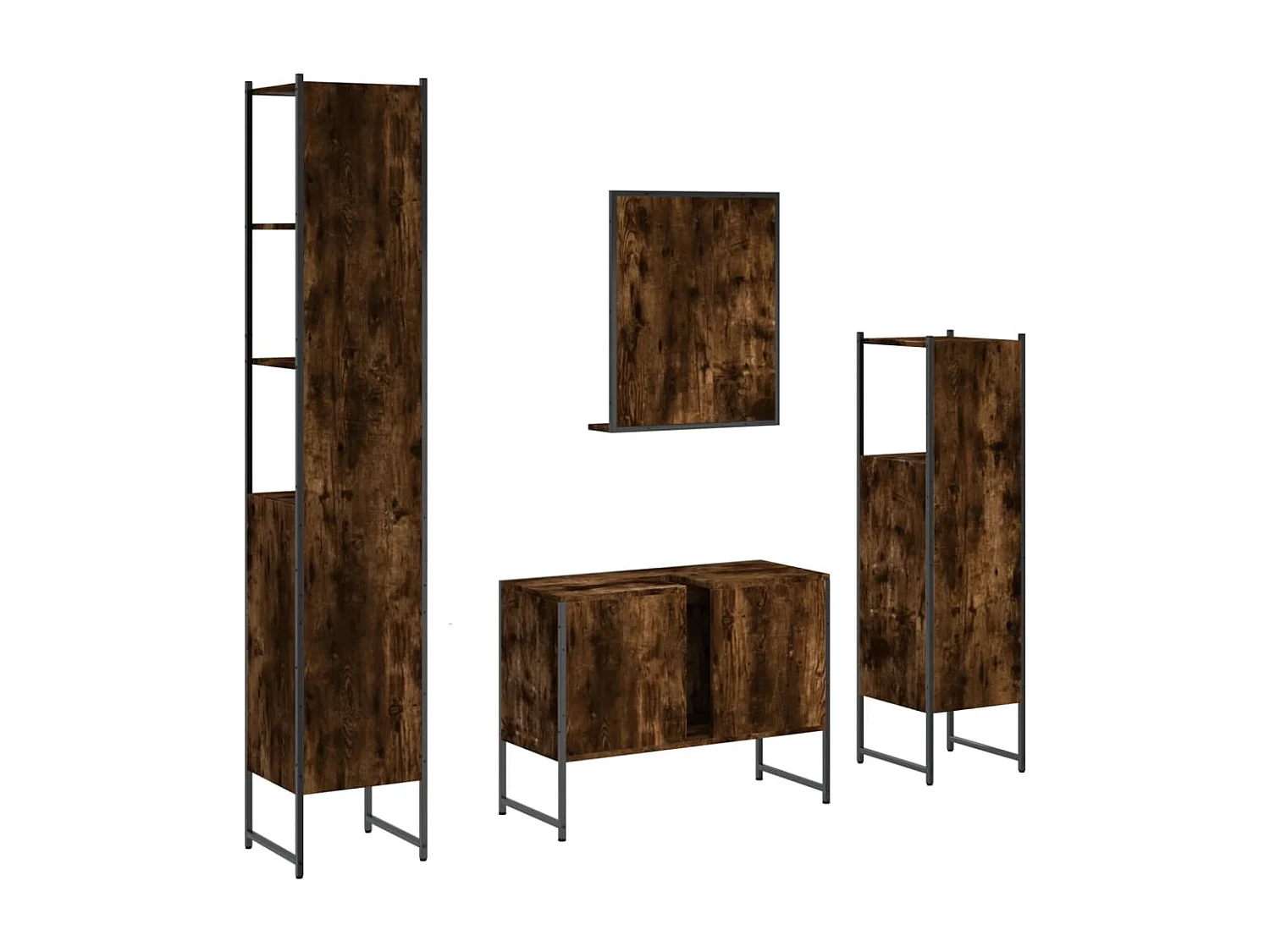 Ensemble d'armoires de salle de bain 4 pcs chêne fumé