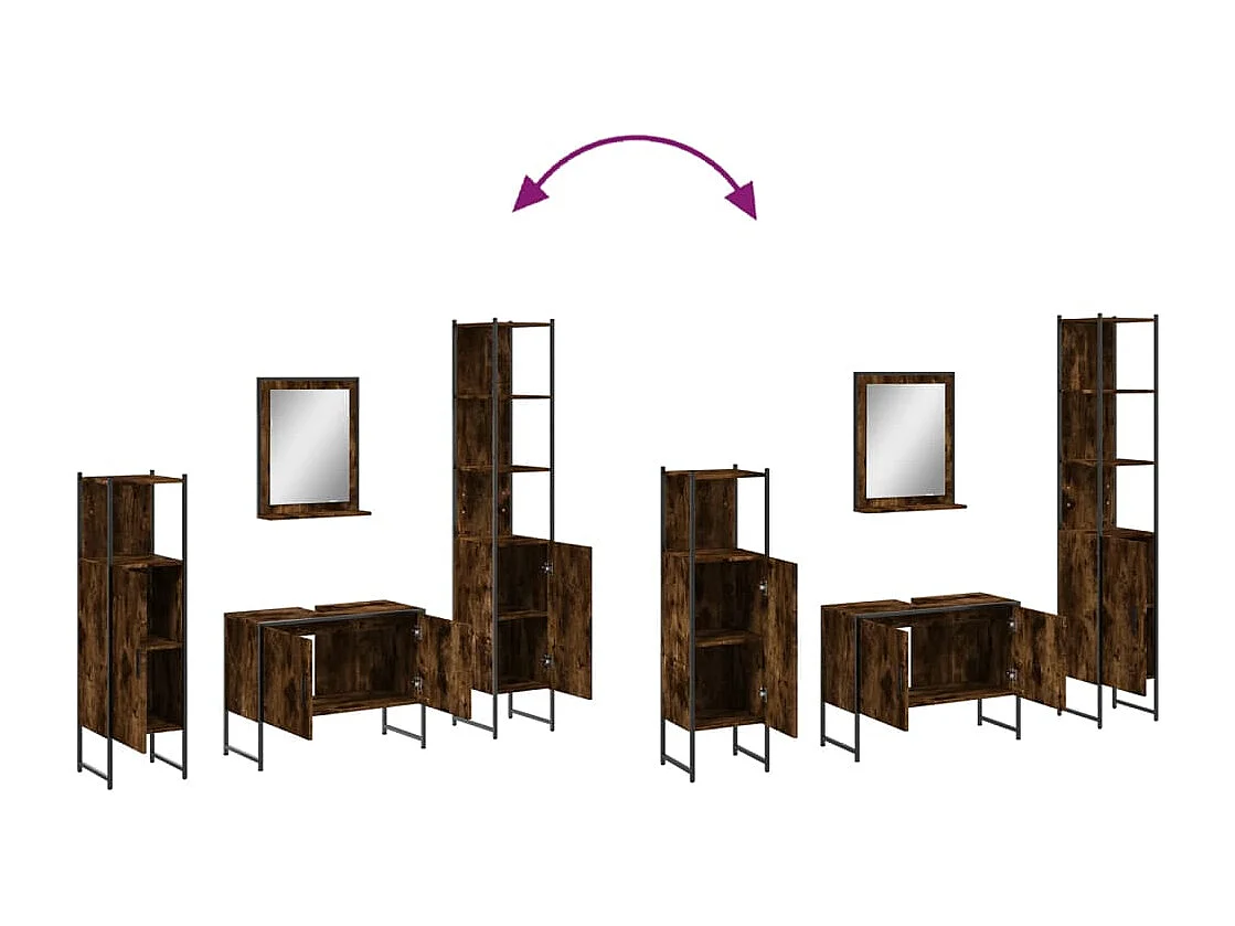 Ensemble d'armoires de salle de bain 4 pcs chêne fumé