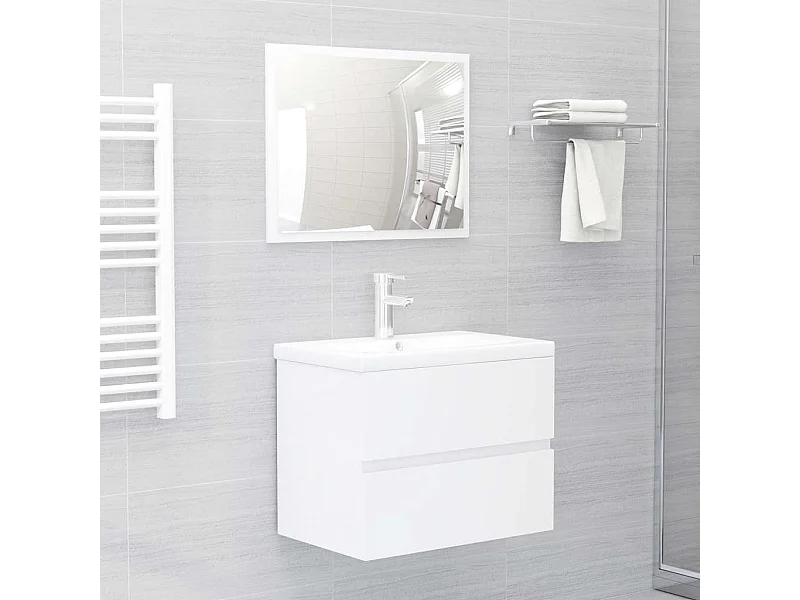 Ensemble de meubles de salle de bain 2 pcs blanc brillant