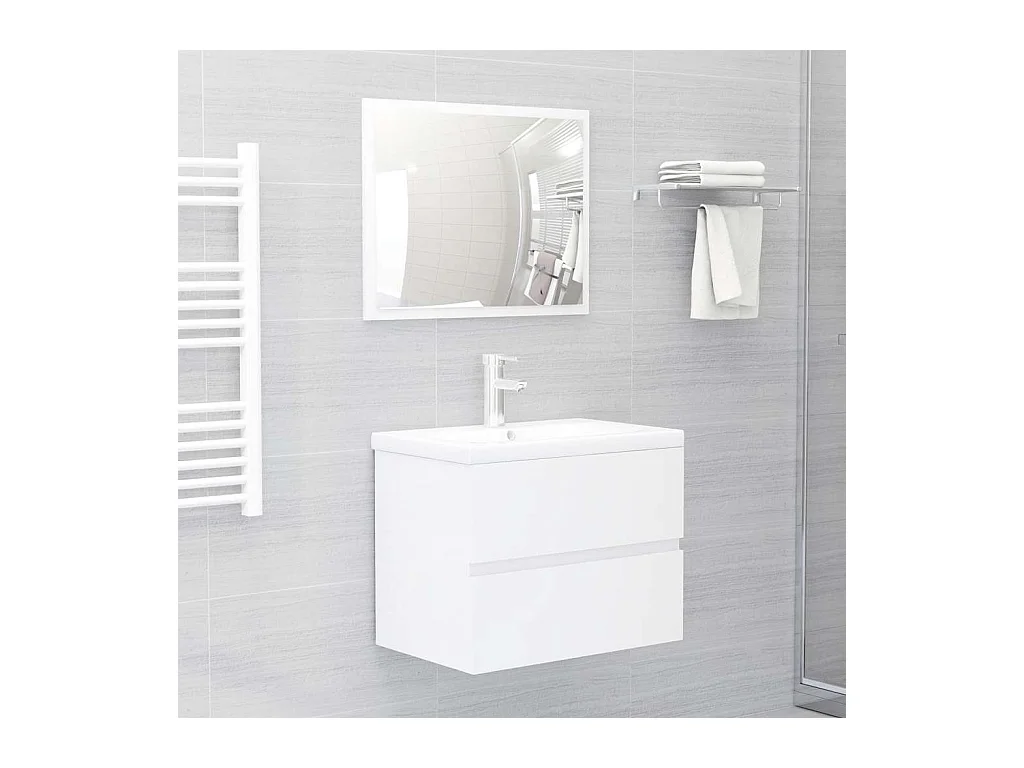 Ensemble de meubles de salle de bain 2 pcs blanc brillant