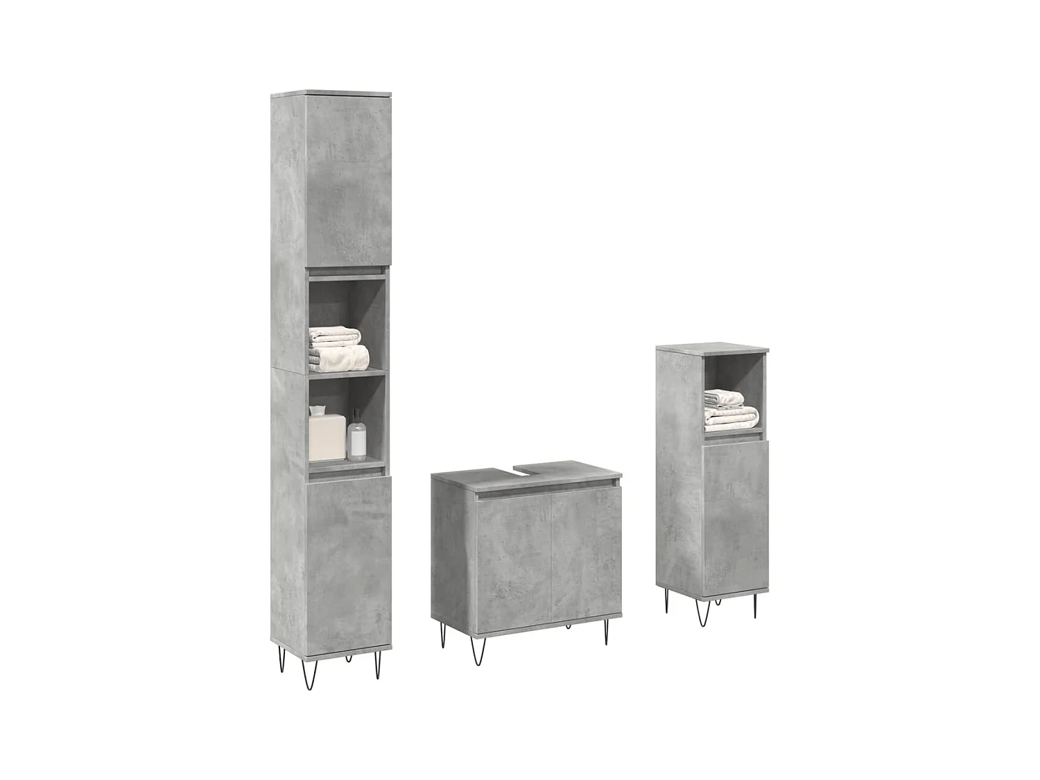 Ensemble de meubles de salle de bain 3 pcs gris béton