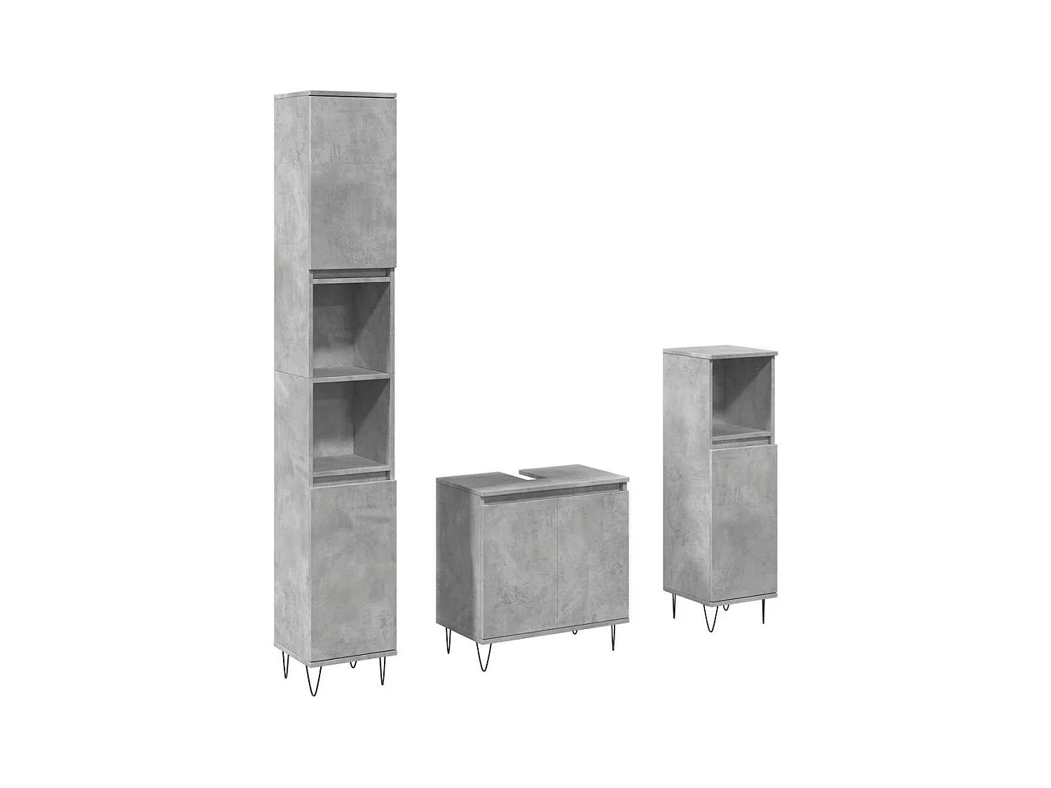 Ensemble de meubles de salle de bain 3 pcs gris béton