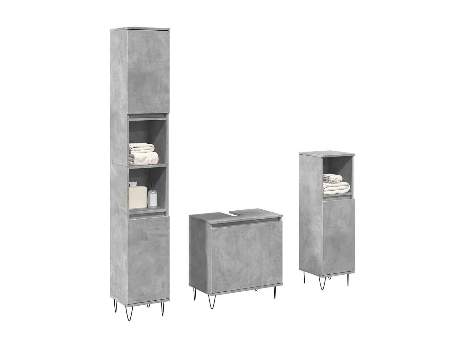 Ensemble de meubles de salle de bain 3 pcs gris béton