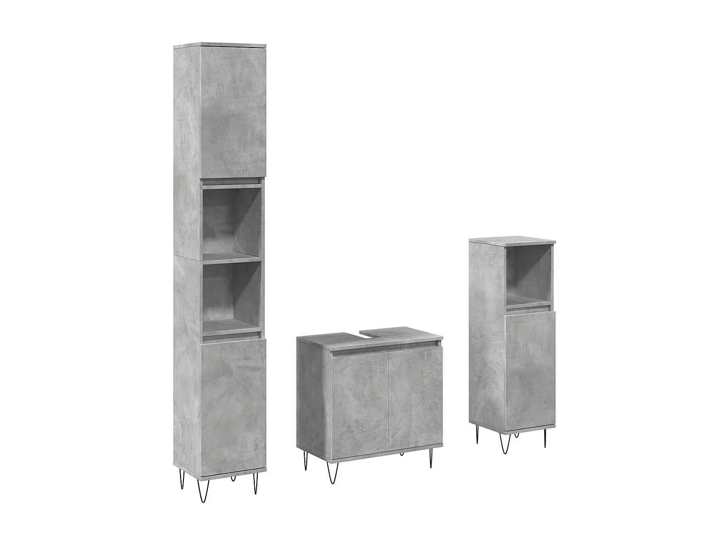 Ensemble de meubles de salle de bain 3 pcs gris béton