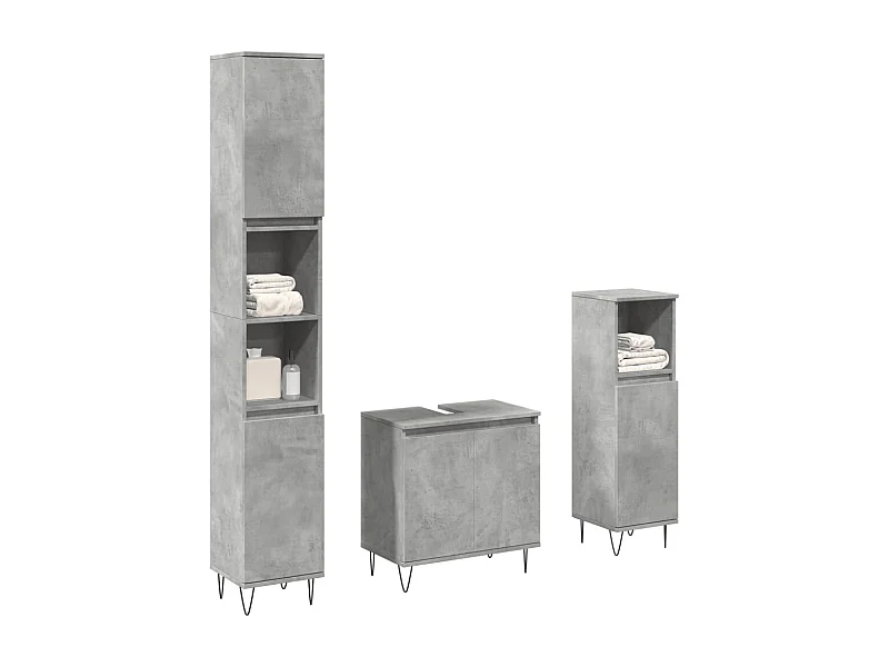 Ensemble de meubles de salle de bain 3 pcs gris béton