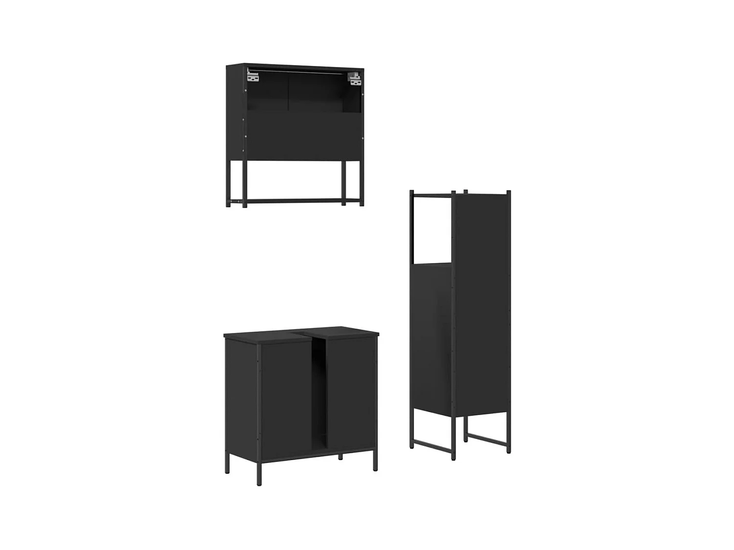 3-delige badkamermeubelset zwart bewerkt hout
