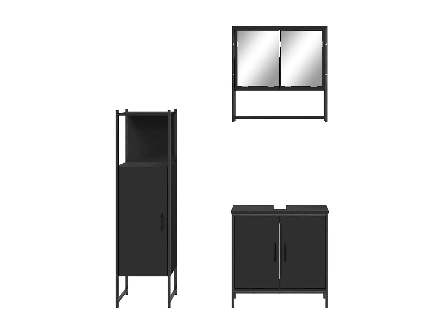 Ensemble de meubles salle de bain 3 pcs noir bois d'ingénierie