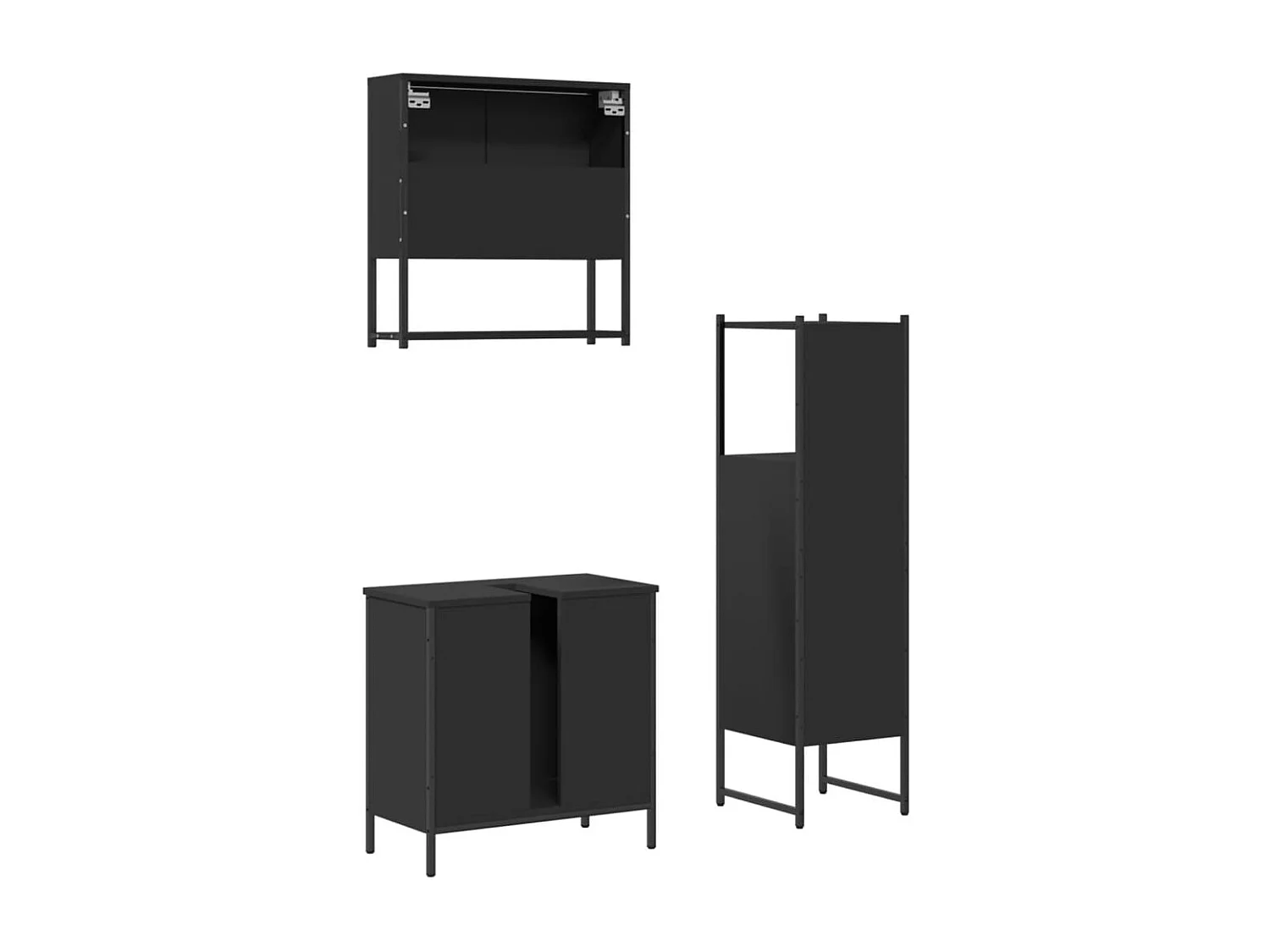 Ensemble de meubles salle de bain 3 pcs noir bois d'ingénierie