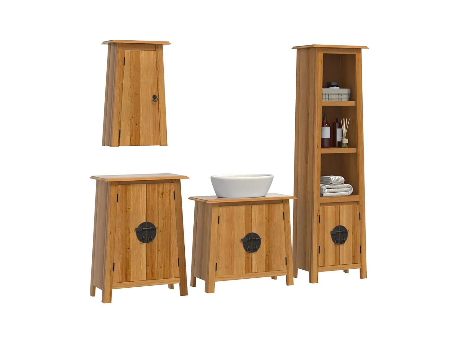 Ensemble de meubles de salle de bain 4 pcs bois de pin massif