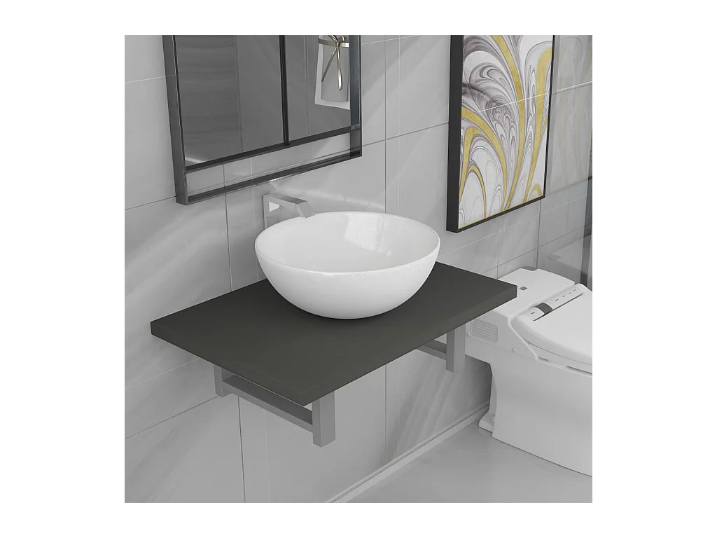 Tweedelige badkamerkast in grijs keramiek