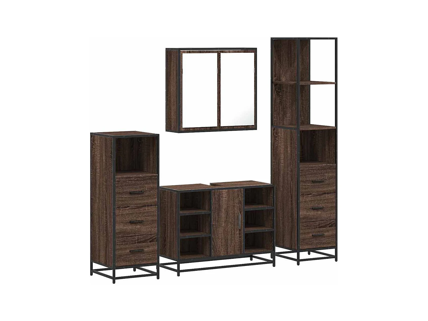 Ensemble de meubles de salle de bain 4 pcs chêne marron