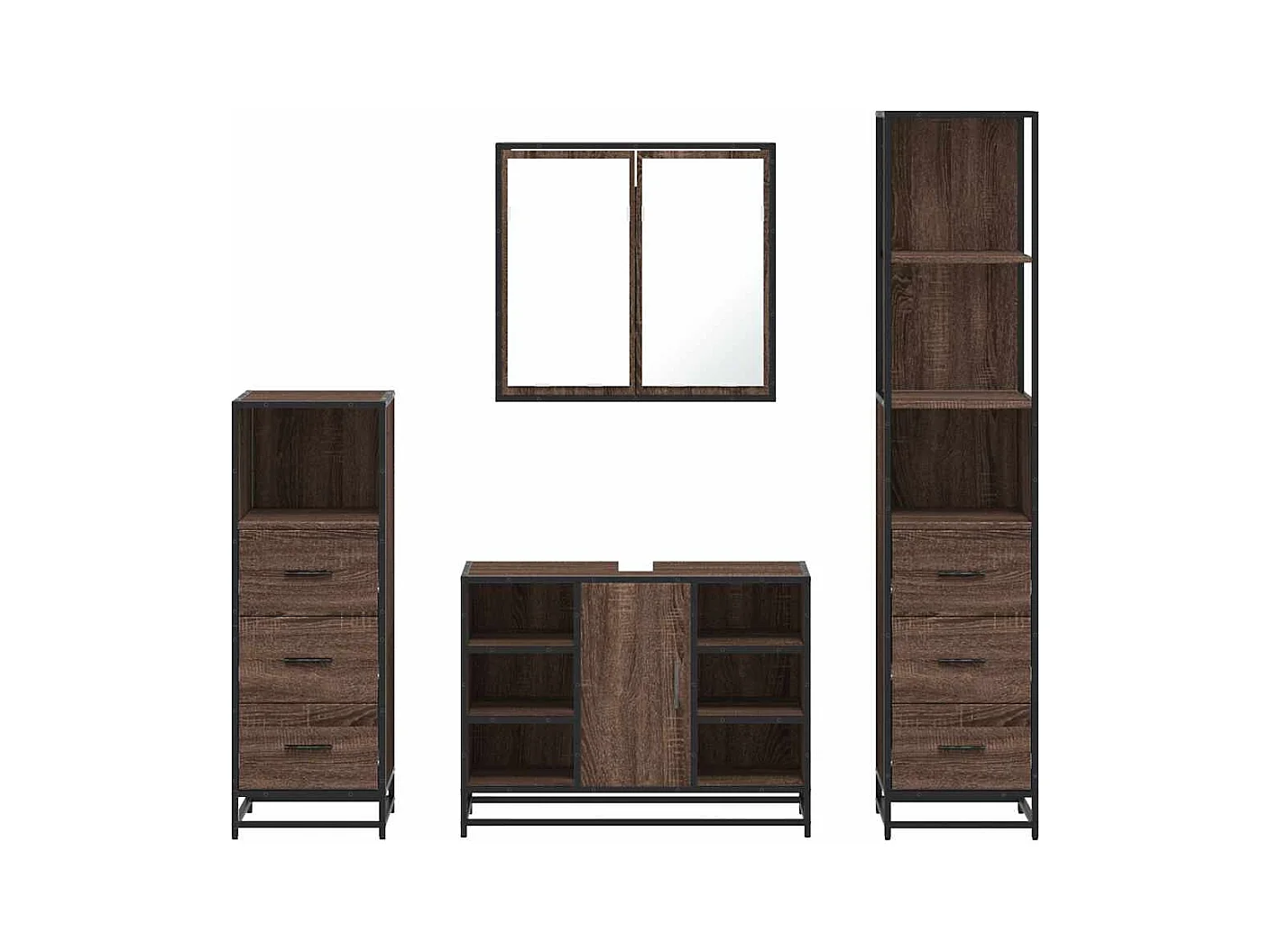 Ensemble de meubles de salle de bain 4 pcs chêne marron