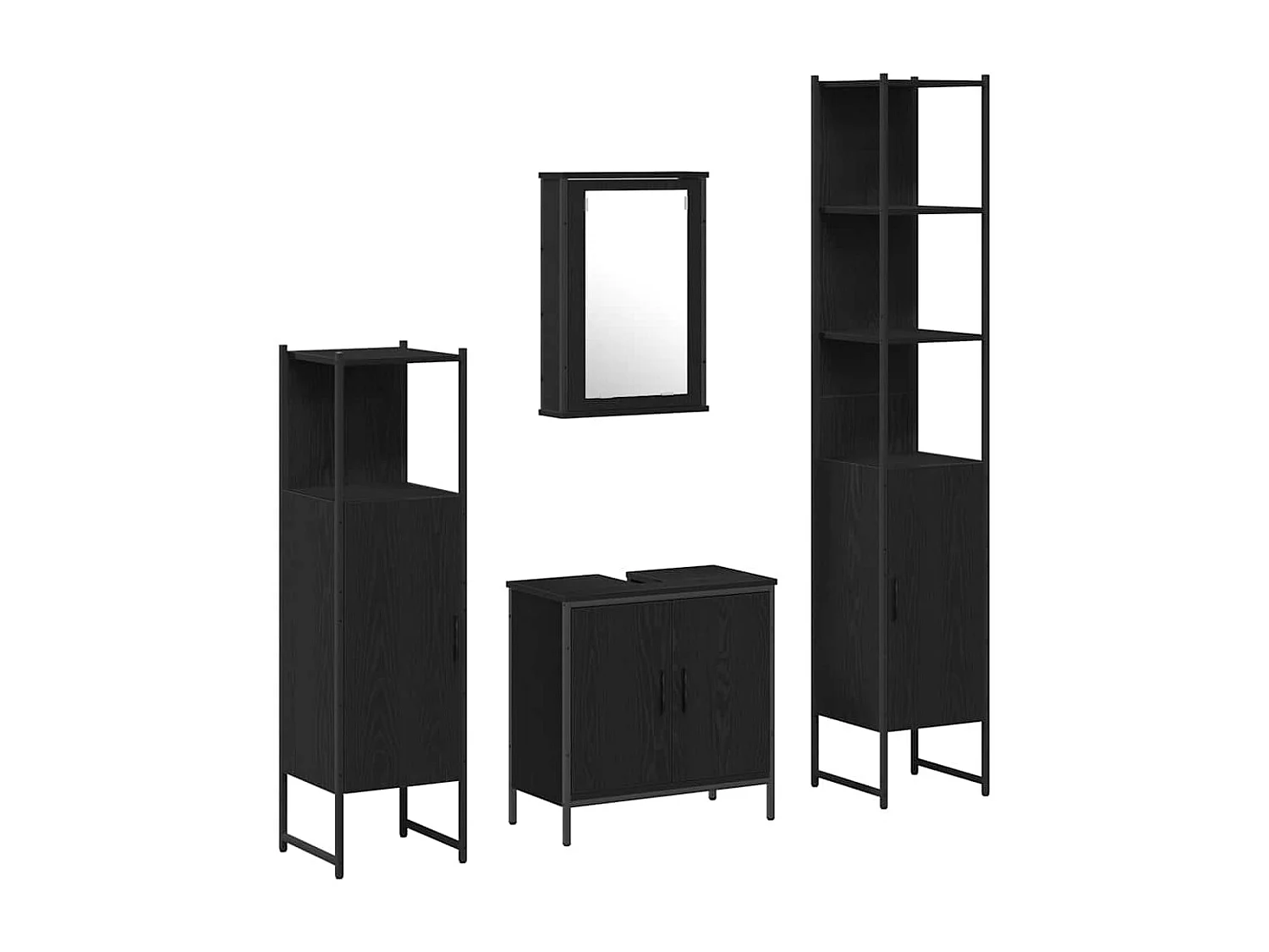 Ensemble de mobilier de salle de bain avec étagère 4 pcs Noir